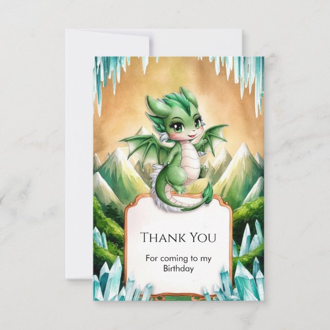 Tarjeta De Agradecimiento Cumpleaños del Whimsical Boho Dragon (Anverso)