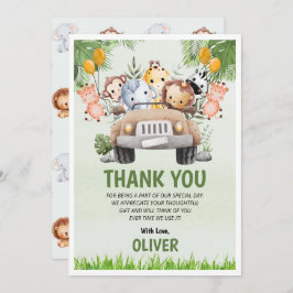 Tarjeta De Agradecimiento Cumpleaños del Zoológico Animal 4 Gracias Cartas P