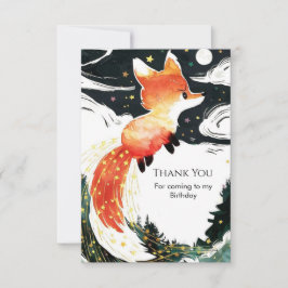 Tarjeta De Agradecimiento Cumpleaños del zorro infantil boho