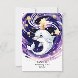 Tarjeta De Agradecimiento Cumpleaños delfín océano azul pastel