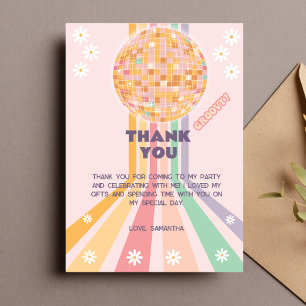Tarjeta De Agradecimiento Cumpleaños Disco Retro Groovy Daisy