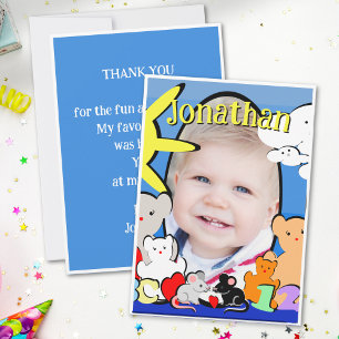 Tarjeta De Agradecimiento Cumpleaños Divertido Animales Lindos Gracias Perso