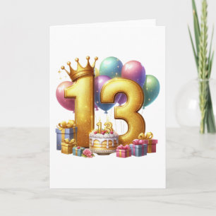 Tarjeta De Agradecimiento Cumpleaños dorado 13