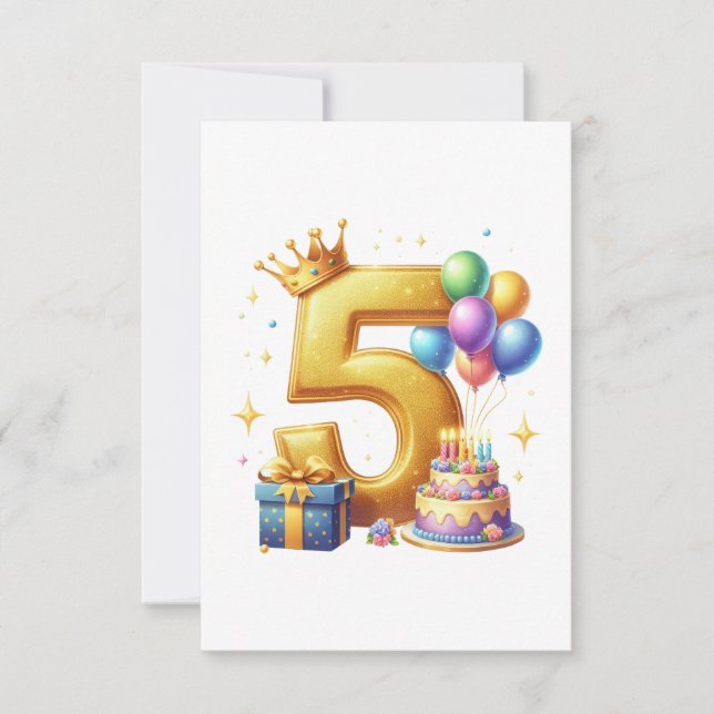 Tarjeta De Agradecimiento Cumpleaños dorado 5 (Anverso)