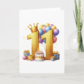 Tarjeta De Agradecimiento Cumpleaños dorado número 11