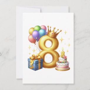 Tarjeta De Agradecimiento Cumpleaños dorado número 8
