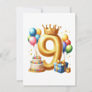 Tarjeta De Agradecimiento Cumpleaños dorado número 9