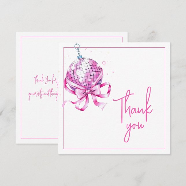 Tarjeta De Agradecimiento Cumpleaños Dulce 16 Coquette Rosa Acuarela Disco (Anverso / Reverso)