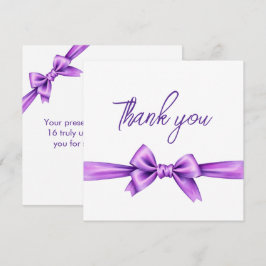 Tarjeta De Agradecimiento Cumpleaños Dulces 16 Coquette Lazo Morado Acuarela