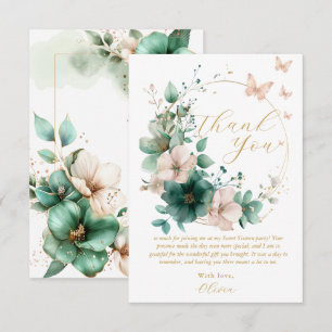 Tarjeta De Agradecimiento Cumpleaños Dulces 16 Dieciséis Mariposas Florales
