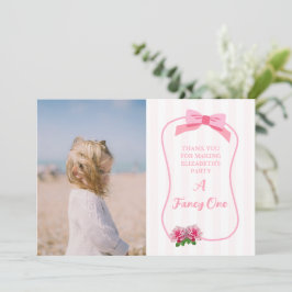 Tarjeta De Agradecimiento Cumpleaños elegante con lazo floral