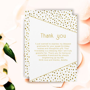 Tarjeta De Agradecimiento Cumpleaños Elegante Sencillo Chic Brillo Dorado
