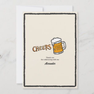 Tarjeta De Agradecimiento Cumpleaños emblemático de cerveza rústica Cheers