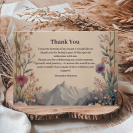 Tarjeta De Agradecimiento Cumpleaños en la montaña de flores silvestres