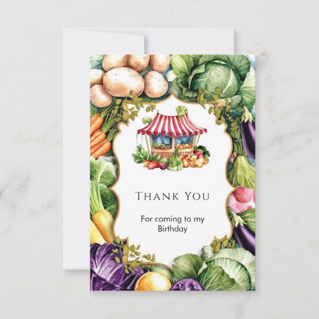 Tarjeta De Agradecimiento Cumpleaños en Simple Veggies Farmers Market (Anverso)