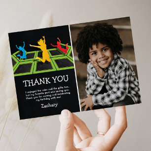 Tarjeta De Agradecimiento Cumpleaños en Trampolín para Niños Foto Gracias
