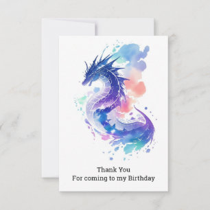 Tarjeta De Agradecimiento Cumpleaños encantado del dragón que escupe fuego
