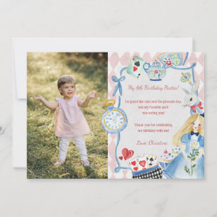 Tarjeta De Agradecimiento Cumpleaños encantador y colorido de Alicia en el P