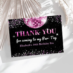 Tarjeta De Agradecimiento Cumpleaños Eras Bola Disco Rosa