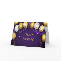 Cumpleaños feliz - Morado/Oro Personalizado