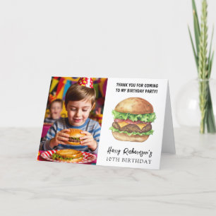 Tarjeta De Agradecimiento Cumpleaños Fiesta de Hamburguesa con Acuarela Grac