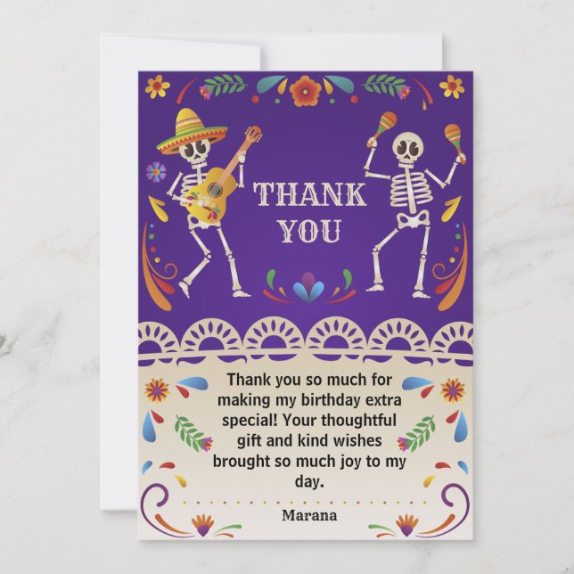 Tarjeta De Agradecimiento Cumpleaños Fiesta Mexicana Cinco de Mayo (Anverso)