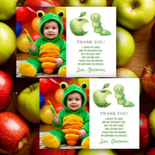 Tarjeta De Agradecimiento Cumpleaños Fiesta Oruga Acuarela Gracias