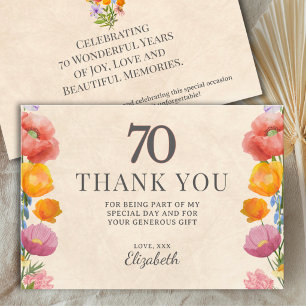 Tarjeta De Agradecimiento Cumpleaños floral 70 – Diseño de jardín elegante 7