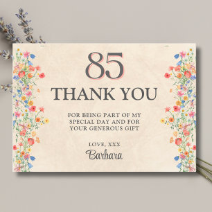 Tarjeta De Agradecimiento Cumpleaños floral 85 – Elegante flor silvestre 85 