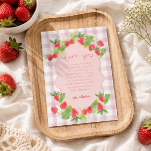 Tarjeta De Agradecimiento Cumpleaños floral de bebé niña con bayas frescas
