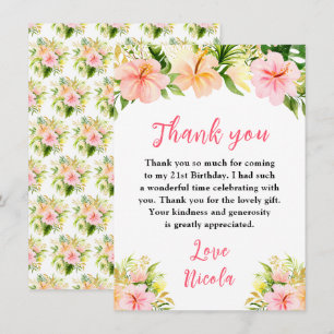 Tarjeta De Agradecimiento Cumpleaños Floral de Jungla Tropical