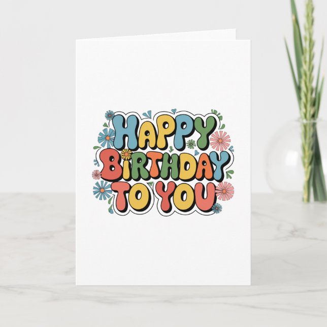 Tarjeta De Agradecimiento Cumpleaños floral genial (Anverso)