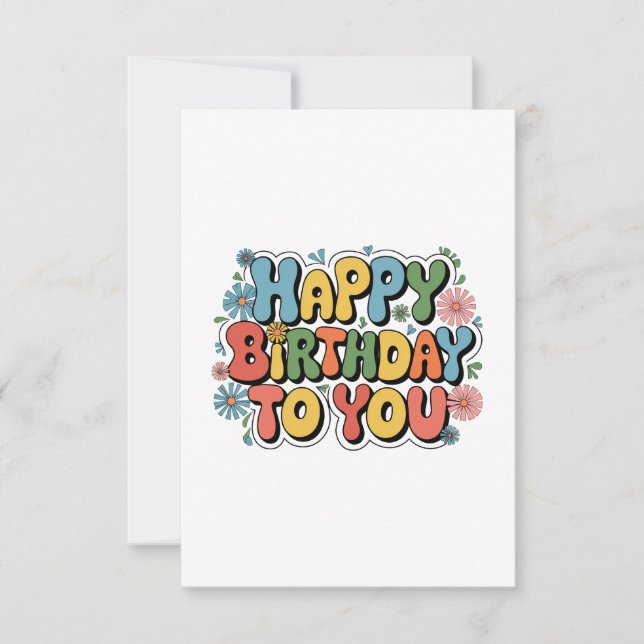 Tarjeta De Agradecimiento Cumpleaños floral genial (Anverso)