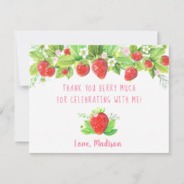 Tarjeta De Agradecimiento Cumpleaños Floral Rosa Fresa