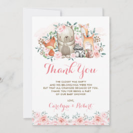 Tarjeta De Agradecimiento Cumpleaños floral rosado de Baby Shower de los