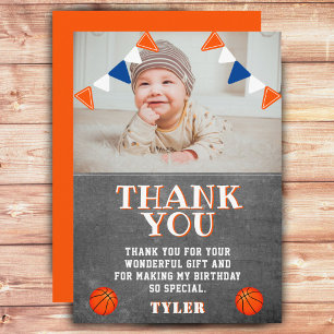 Tarjeta De Agradecimiento Cumpleaños Foto Baloncesto Pizarra Monada