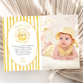 Tarjeta De Agradecimiento Cumpleaños Foto Rayas Amarillo Sol