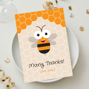 Tarjeta De Agradecimiento Cumpleaños Gracias Cute Honey Abeja Panal