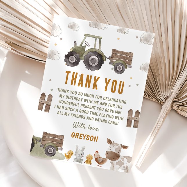Tarjeta De Agradecimiento Cumpleaños Granja Tractor (Subido por el creador)