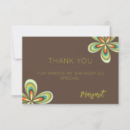 Tarjeta De Agradecimiento Cumpleaños Groovy Gracias Flor Hippie Retro 70