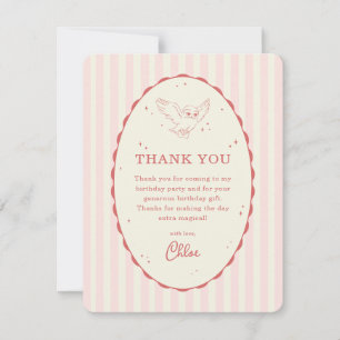 Tarjeta De Agradecimiento Cumpleaños Harry Potter Hedwig Raya Rosa