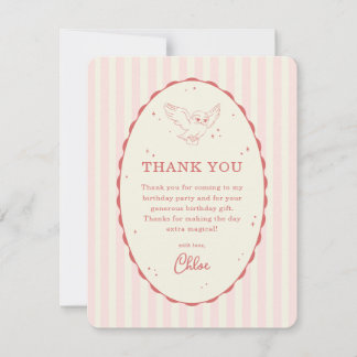 Tarjeta De Agradecimiento Cumpleaños Harry Potter Hedwig Raya Rosa