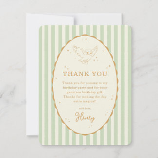 Tarjeta De Agradecimiento Cumpleaños Harry Potter Hedwig Verde Raya