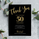 Tarjeta De Agradecimiento Cumpleaños hito tipografía moderna oro negro<br><div class="desc">Plantilla de tarjeta de agradecimiento de cumpleaños de cualquier edad con tipografía moderna y negrita con texto personalizado y firma.</div>