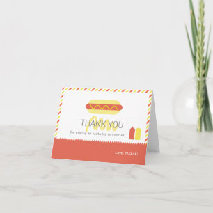 Tarjeta De Agradecimiento Cumpleaños Hot Dog Moderno Rojo y Amarillo