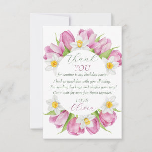 Tarjeta De Agradecimiento Cumpleaños infantil de flores coloridas de primave