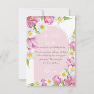 Tarjeta De Agradecimiento Cumpleaños infantil de flores coloridas de primave