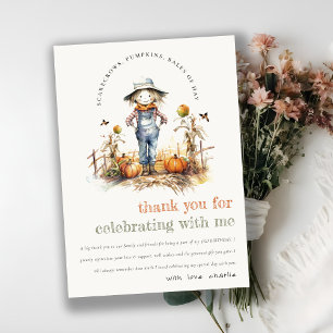 Tarjeta De Agradecimiento Cumpleaños infantil de otoño elegante con espantap