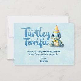 Tarjeta De Agradecimiento Cumpleaños infantil de tortuga acuarela linda