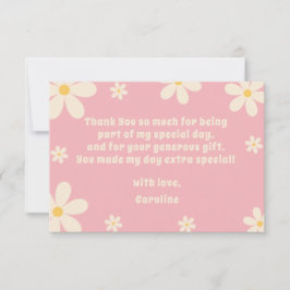 Tarjeta De Agradecimiento Cumpleaños infantil floral Retro Daisy